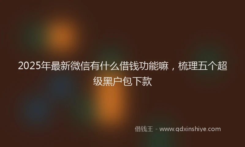 2025年最新微信有什么借钱功能嘛，梳理五个超级黑户包下款