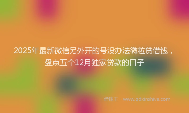 2025年最新微信另外开的号没办法微粒贷借钱，盘点五个12月独家贷款的口子