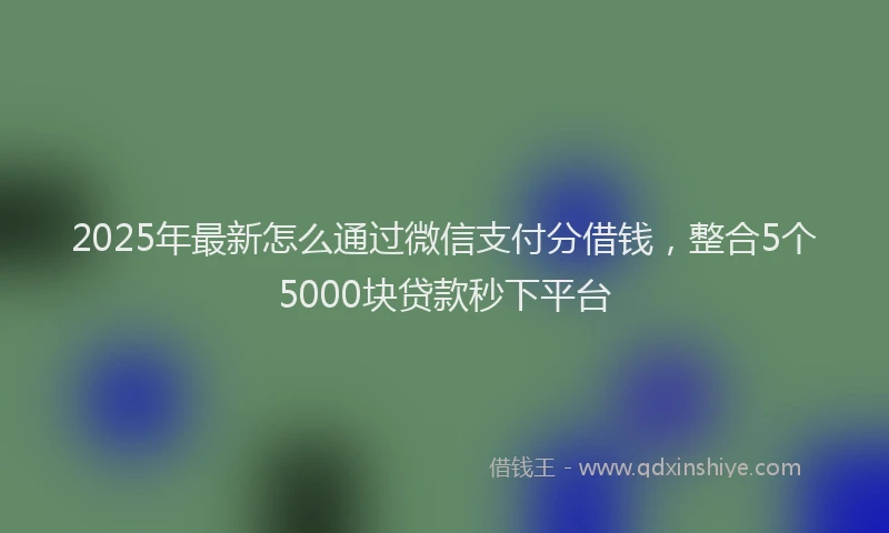 2025年最新怎么通过微信支付分借钱，整合5个5000块贷款秒下平台