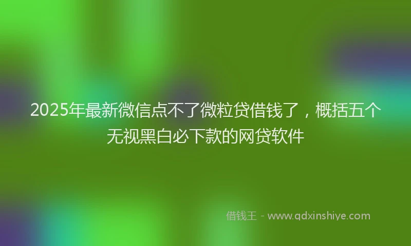 2025年最新微信点不了微粒贷借钱了，概括五个无视黑白必下款的网贷软件