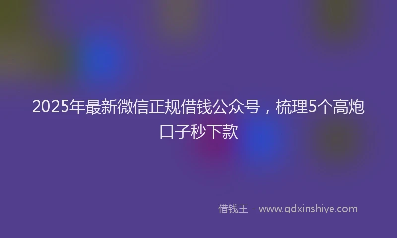 2025年最新微信正规借钱公众号，梳理5个高炮口子秒下款