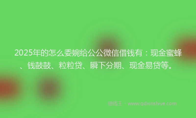 2025年的怎么委婉给公公微信借钱有：现金蜜蜂、钱鼓鼓、粒粒贷、瞬下分期、现金易贷等。
