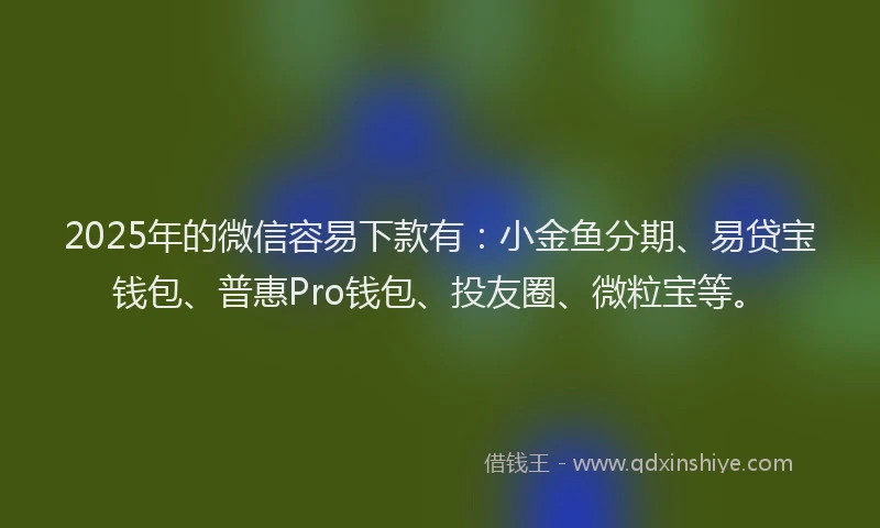 2025年的微信容易下款有：小金鱼分期、易贷宝钱包、普惠Pro钱包、投友圈、微粒宝等。