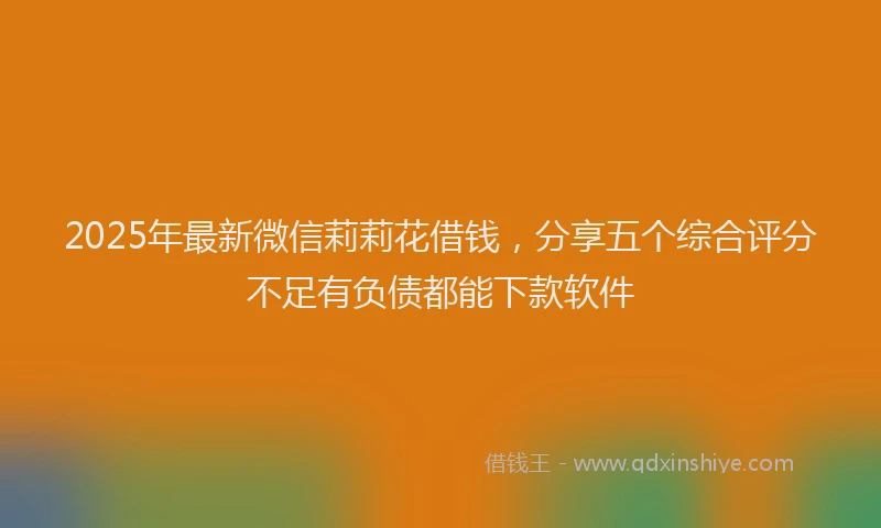 2025年最新微信莉莉花借钱，分享五个综合评分不足有负债都能下款软件