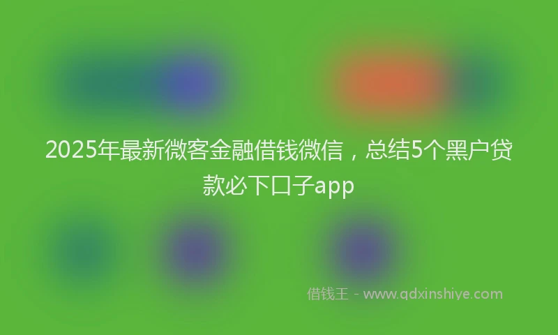 2025年最新微客金融借钱微信，总结5个黑户贷款必下口子app