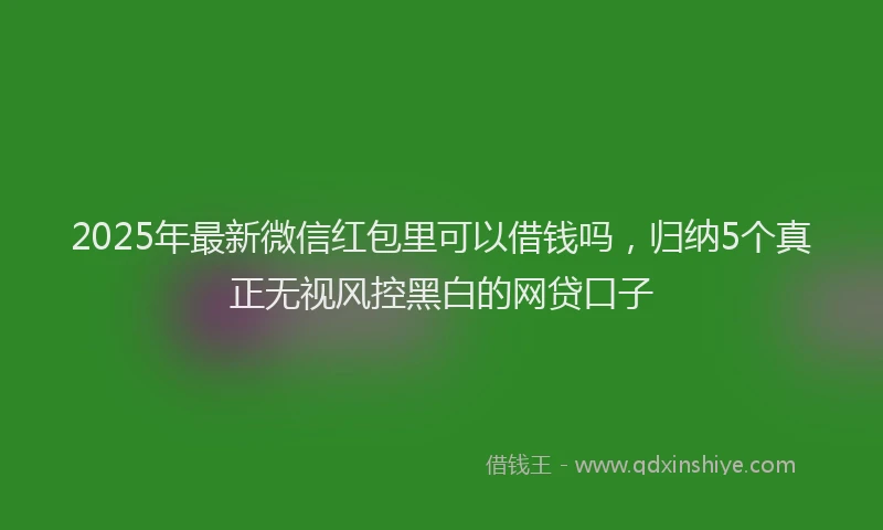 2025年最新微信红包里可以借钱吗，归纳5个真正无视风控黑白的网贷口子