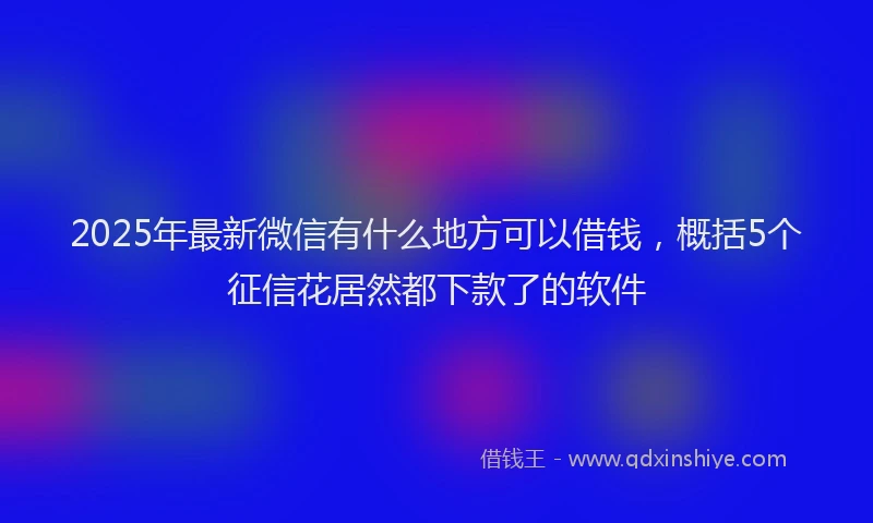 2025年最新微信有什么地方可以借钱，概括5个征信花居然都下款了的软件