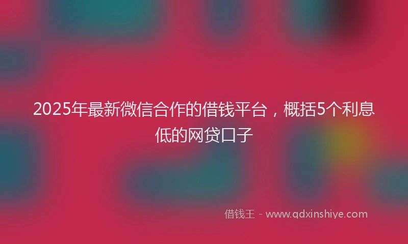 2025年最新微信合作的借钱平台，概括5个利息低的网贷口子