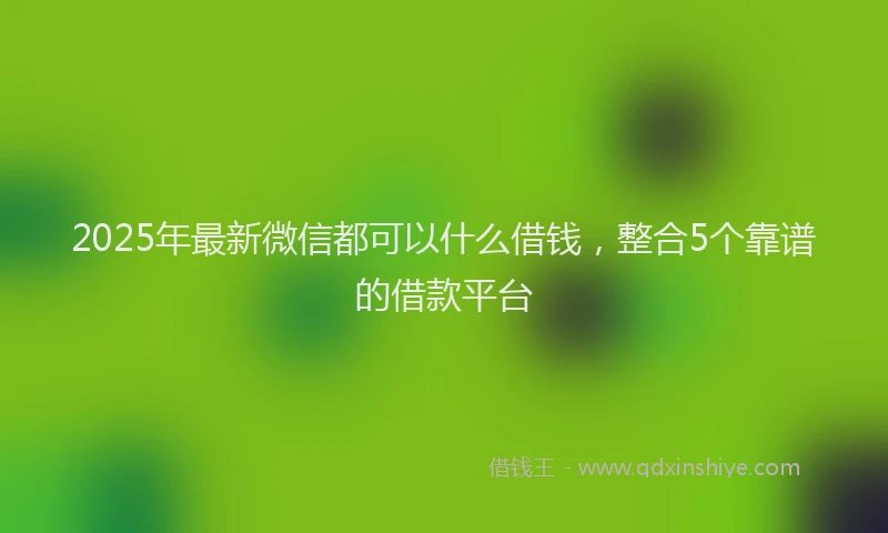 2025年最新微信都可以什么借钱，整合5个靠谱的借款平台