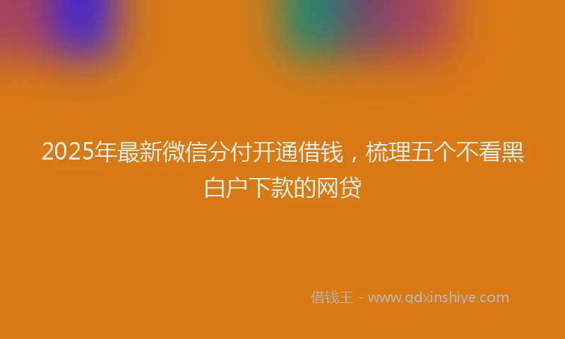 2025年最新微信分付开通借钱，梳理五个不看黑白户下款的网贷