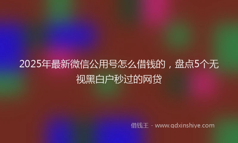2025年最新微信公用号怎么借钱的，盘点5个无视黑白户秒过的网贷