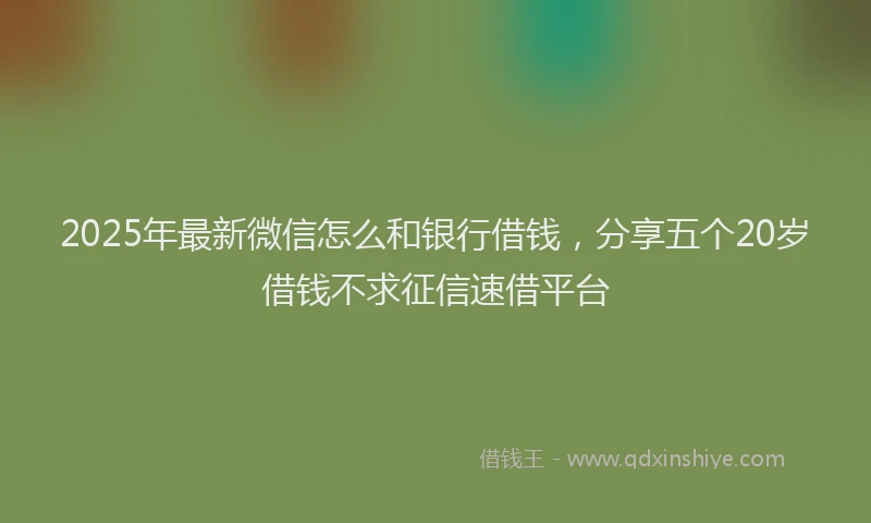 2025年最新微信怎么和银行借钱，分享五个20岁借钱不求征信速借平台