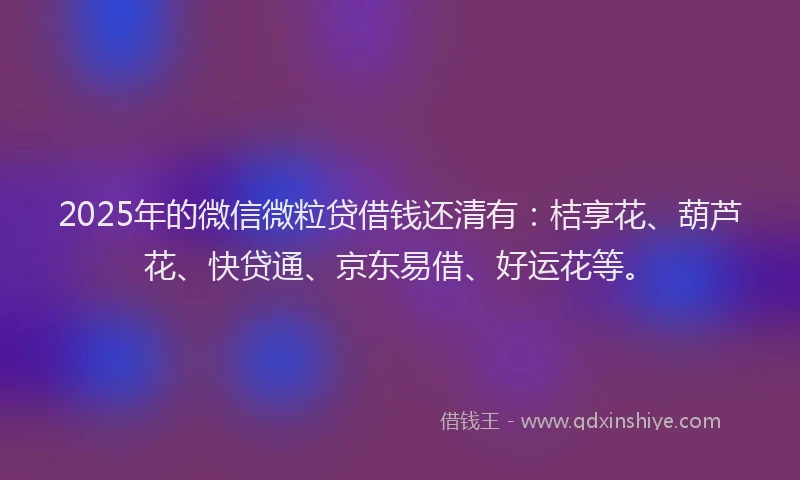 2025年的微信微粒贷借钱还清有：桔享花、葫芦花、快贷通、京东易借、好运花等。