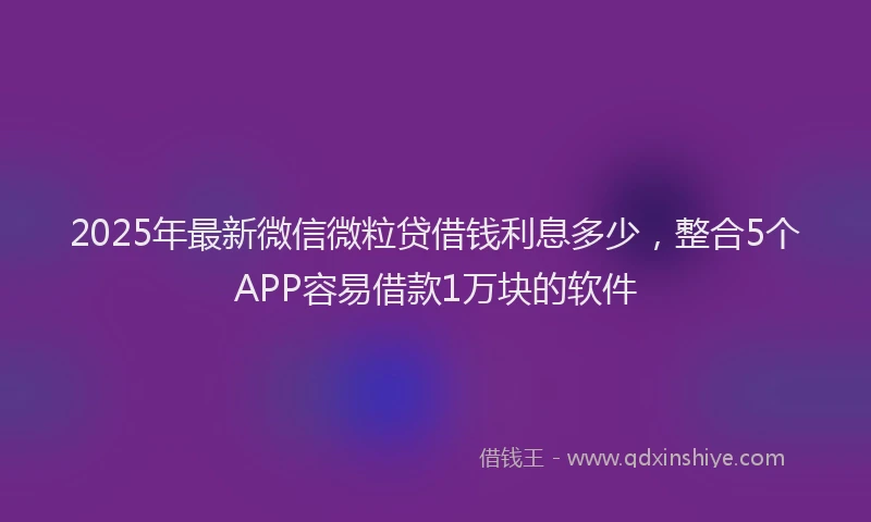 2025年最新微信微粒贷借钱利息多少，整合5个APP容易借款1万块的软件