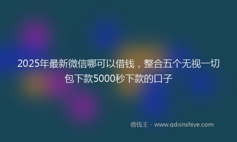 2025年最新微信哪可以借钱，整合五个无视一切包下款5000秒下款的口子