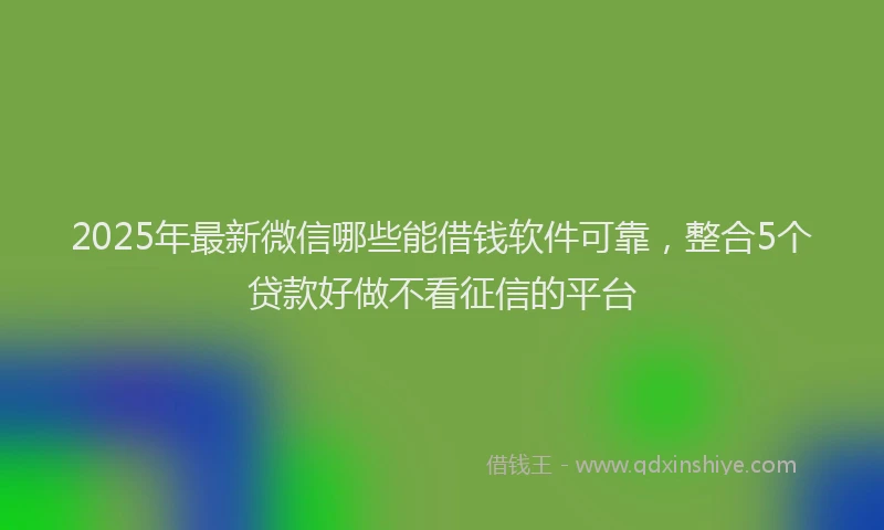 2025年最新微信哪些能借钱软件可靠，整合5个贷款好做不看征信的平台