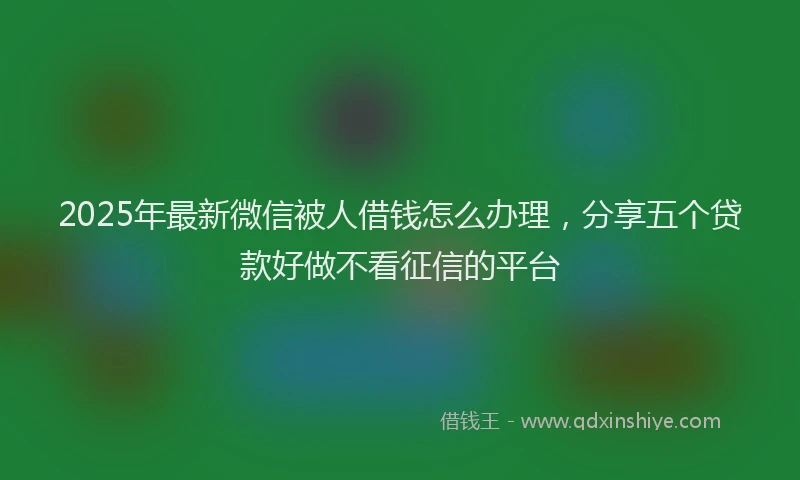 2025年最新微信被人借钱怎么办理，分享五个贷款好做不看征信的平台