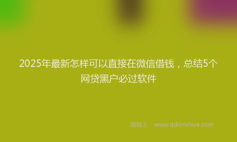 2025年最新怎样可以直接在微信借钱，总结5个网贷黑户必过软件