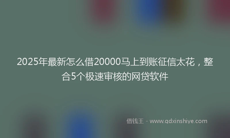 2025年最新怎么借20000马上到账征信太花，整合5个极速审核的网贷软件