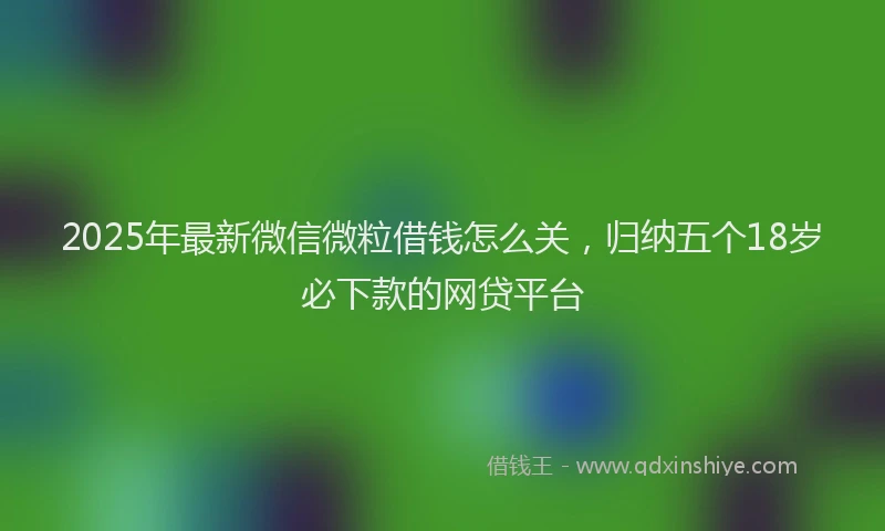 2025年最新微信微粒借钱怎么关，归纳五个18岁必下款的网贷平台