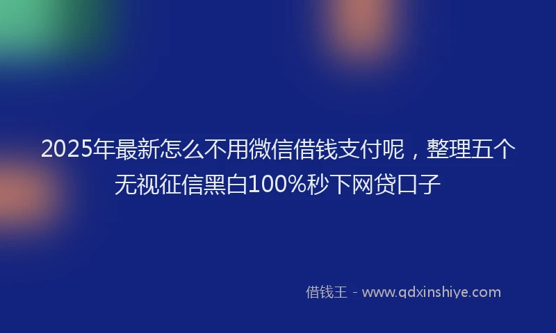 2025年最新怎么不用微信借钱支付呢，整理五个无视征信黑白100%秒下网贷口子