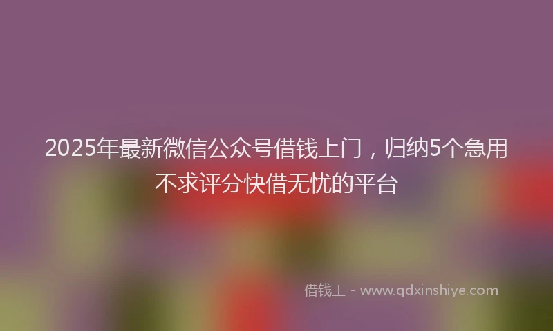 2025年最新微信公众号借钱上门，归纳5个急用不求评分快借无忧的平台