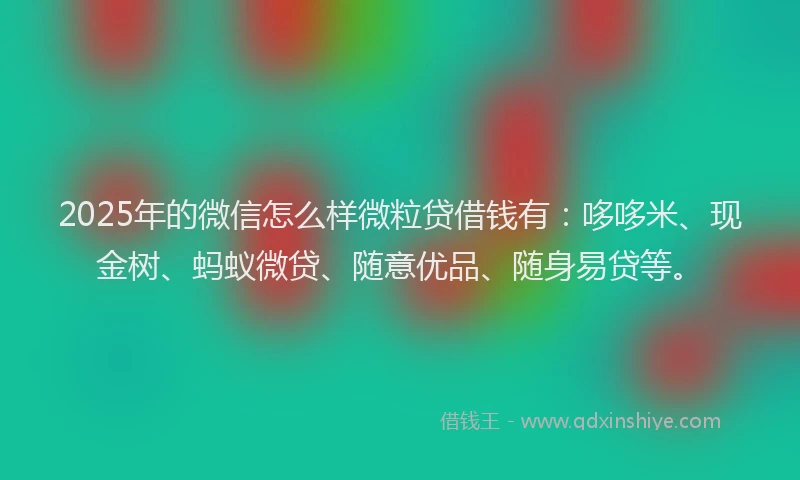 2025年的微信怎么样微粒贷借钱有：哆哆米、现金树、蚂蚁微贷、随意优品、随身易贷等。