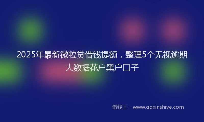 2025年最新微粒贷借钱提额，整理5个无视逾期大数据花户黑户口子