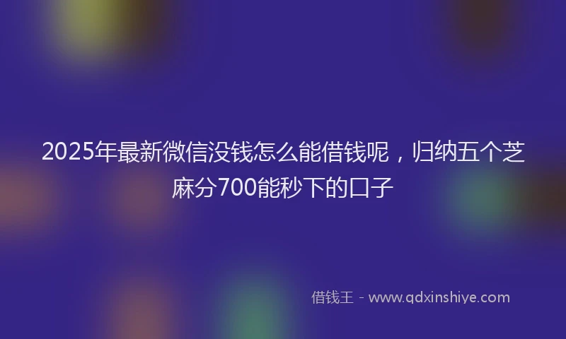 2025年最新微信没钱怎么能借钱呢，归纳五个芝麻分700能秒下的口子