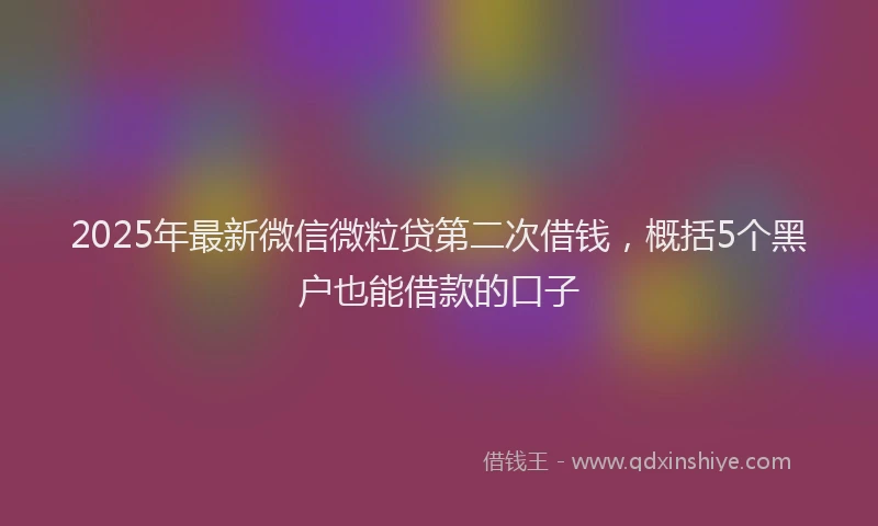 2025年最新微信微粒贷第二次借钱，概括5个黑户也能借款的口子