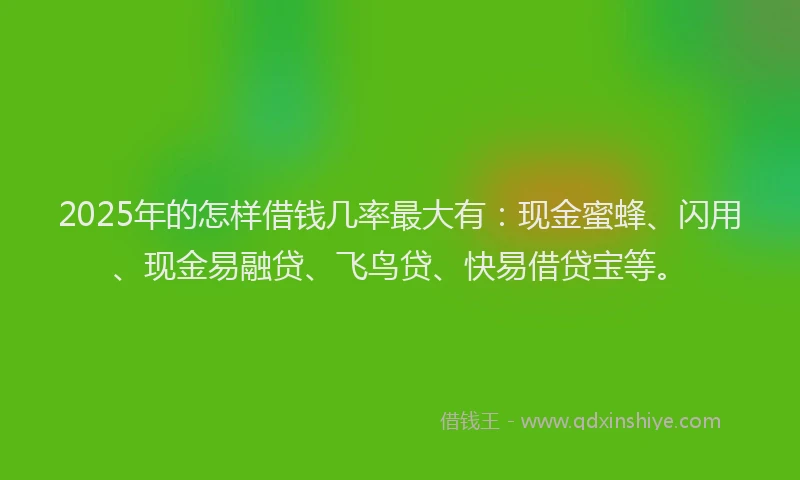 2025年的怎样借钱几率最大有：现金蜜蜂、闪用、现金易融贷、飞鸟贷、快易借贷宝等。