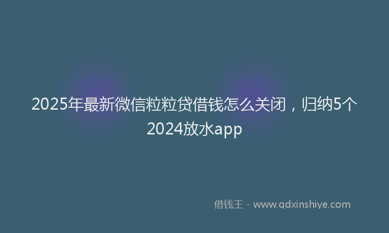2025年最新微信粒粒贷借钱怎么关闭，归纳5个2024放水app