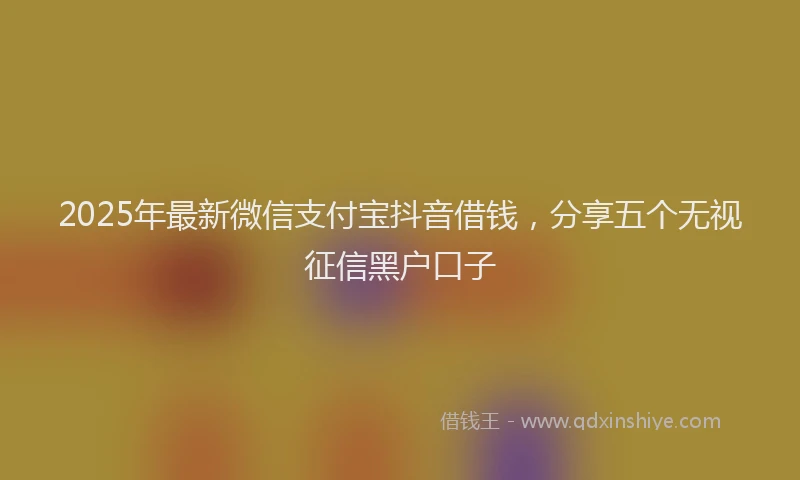 2025年最新微信支付宝抖音借钱，分享五个无视征信黑户口子