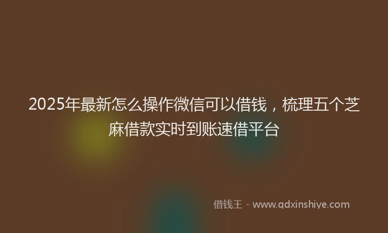 2025年最新怎么操作微信可以借钱，梳理五个芝麻借款实时到账速借平台