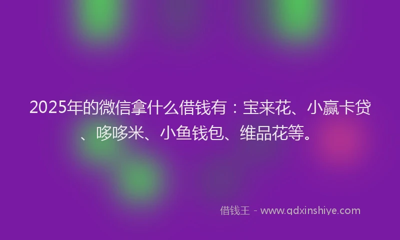 2025年的微信拿什么借钱有：宝来花、小赢卡贷、哆哆米、小鱼钱包、维品花等。