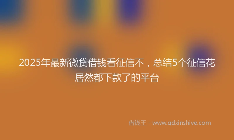 2025年最新微贷借钱看征信不，总结5个征信花居然都下款了的平台