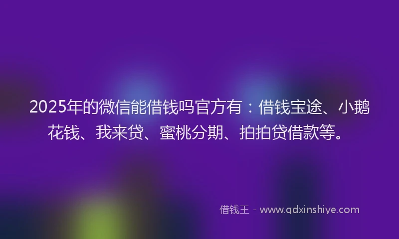 2025年的微信能借钱吗官方有：借钱宝途、小鹅花钱、我来贷、蜜桃分期、拍拍贷借款等。