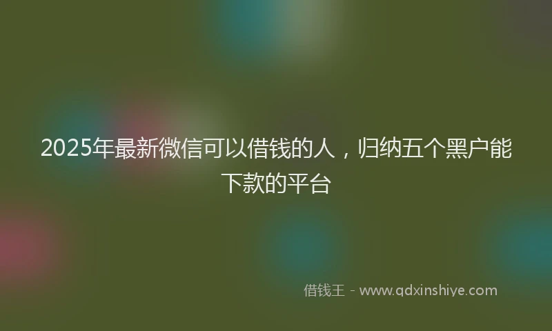 2025年最新微信可以借钱的人，归纳五个黑户能下款的平台