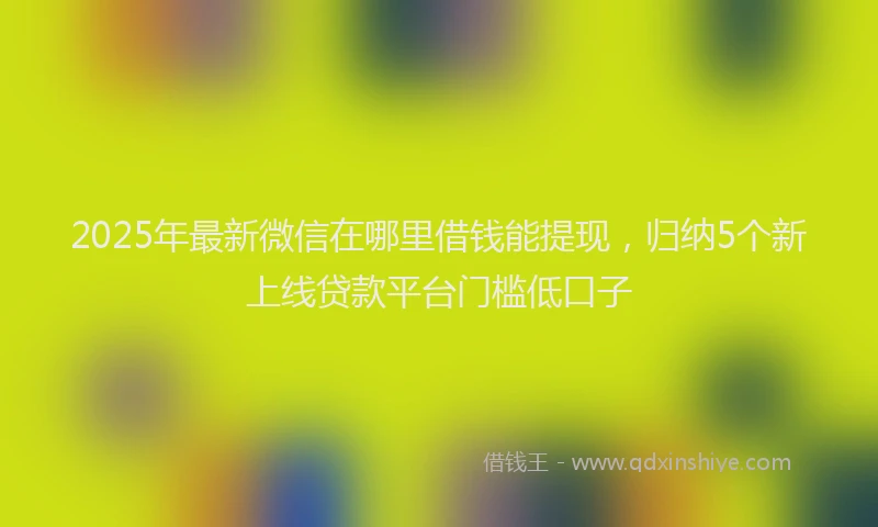 2025年最新微信在哪里借钱能提现，归纳5个新上线贷款平台门槛低口子
