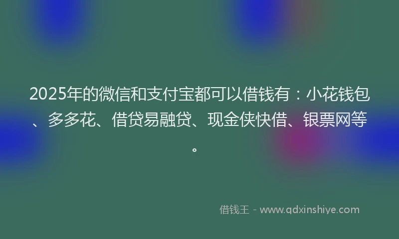 2025年的微信和支付宝都可以借钱有：小花钱包、多多花、借贷易融贷、现金侠快借、银票网等。