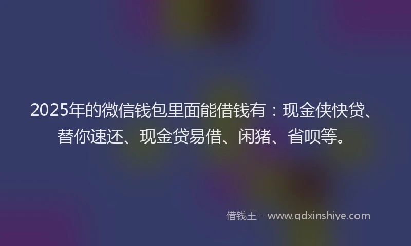 2025年的微信钱包里面能借钱有：现金侠快贷、替你速还、现金贷易借、闲猪、省呗等。