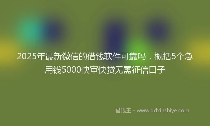 2025年最新微信的借钱软件可靠吗，概括5个急用钱5000快审快贷无需征信口子