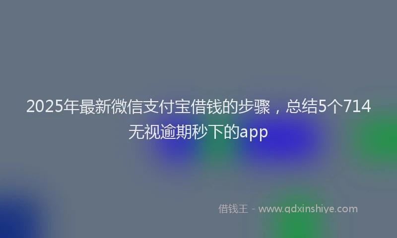 2025年最新微信支付宝借钱的步骤，总结5个714无视逾期秒下的app