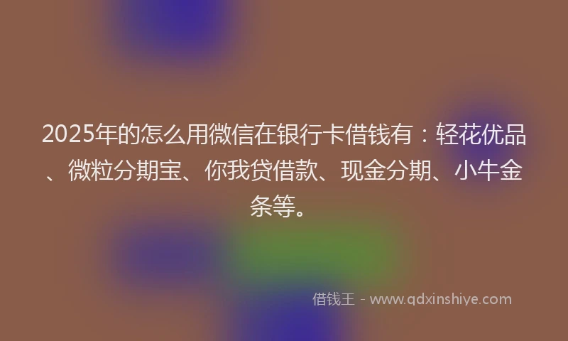 2025年的怎么用微信在银行卡借钱有：轻花优品、微粒分期宝、你我贷借款、现金分期、小牛金条等。