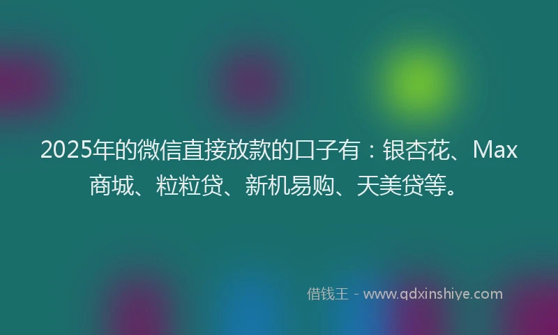2025年的微信直接放款的口子有：银杏花、Max商城、粒粒贷、新机易购、天美贷等。