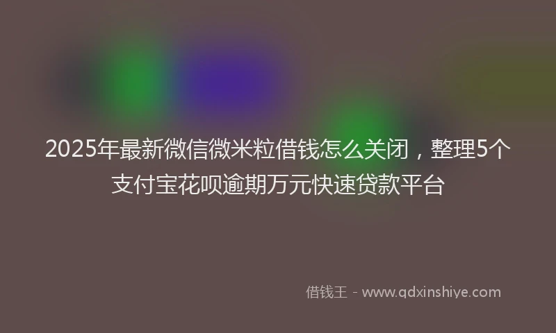 2025年最新微信微米粒借钱怎么关闭，整理5个支付宝花呗逾期万元快速贷款平台