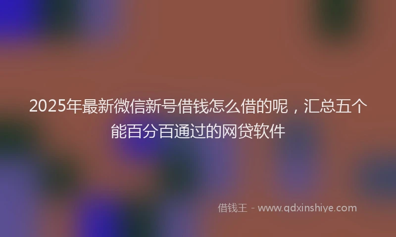 2025年最新微信新号借钱怎么借的呢，汇总五个能百分百通过的网贷软件