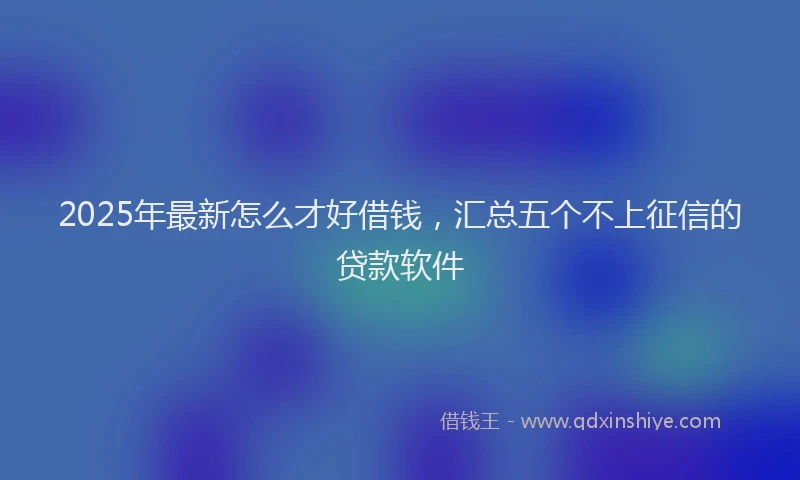 2025年最新怎么才好借钱，汇总五个不上征信的贷款软件