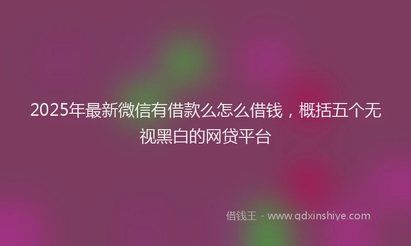 2025年最新微信有借款么怎么借钱，概括五个无视黑白的网贷平台