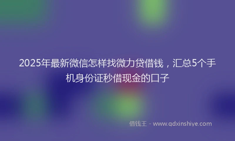 2025年最新微信怎样找微力贷借钱，汇总5个手机身份证秒借现金的口子
